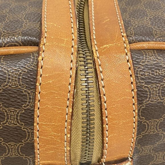 Celine Boston Bag Macadam PVC Brown Gold Hardware Women's - Picture 7 of 10